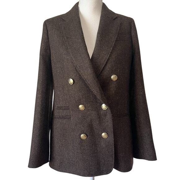 J. Crew Jackets & Blazers - J.Crew Bristol Blazer Jacket Chocolate Herringbone Wool Double Breasted Size 4